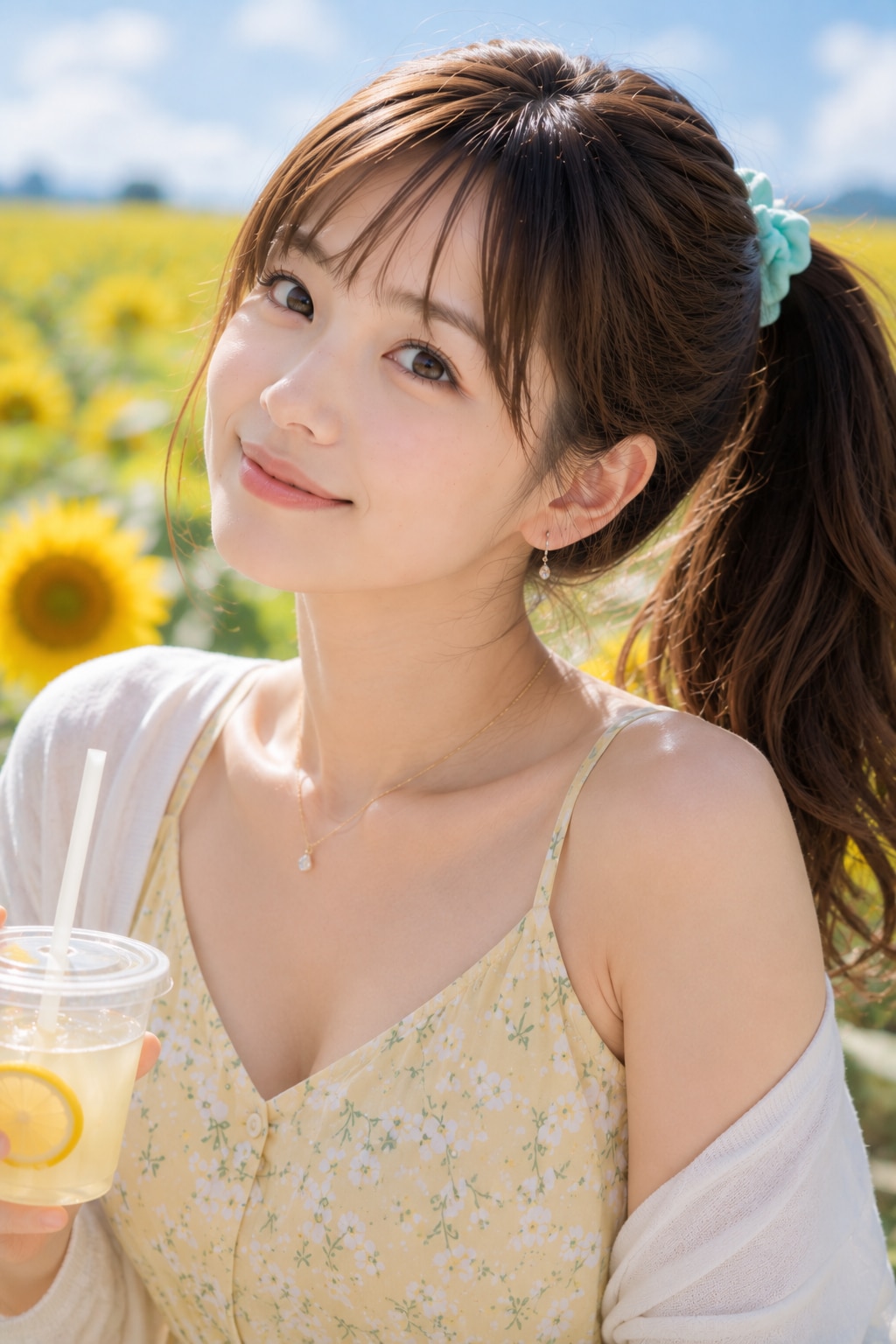 レモンイエローのサマーワンピース