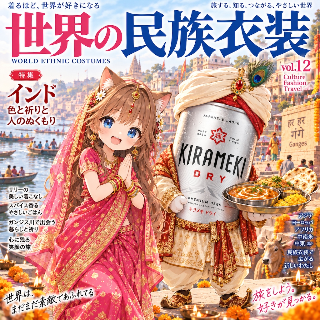 世界の民族衣装-インド編-な小さな女の子