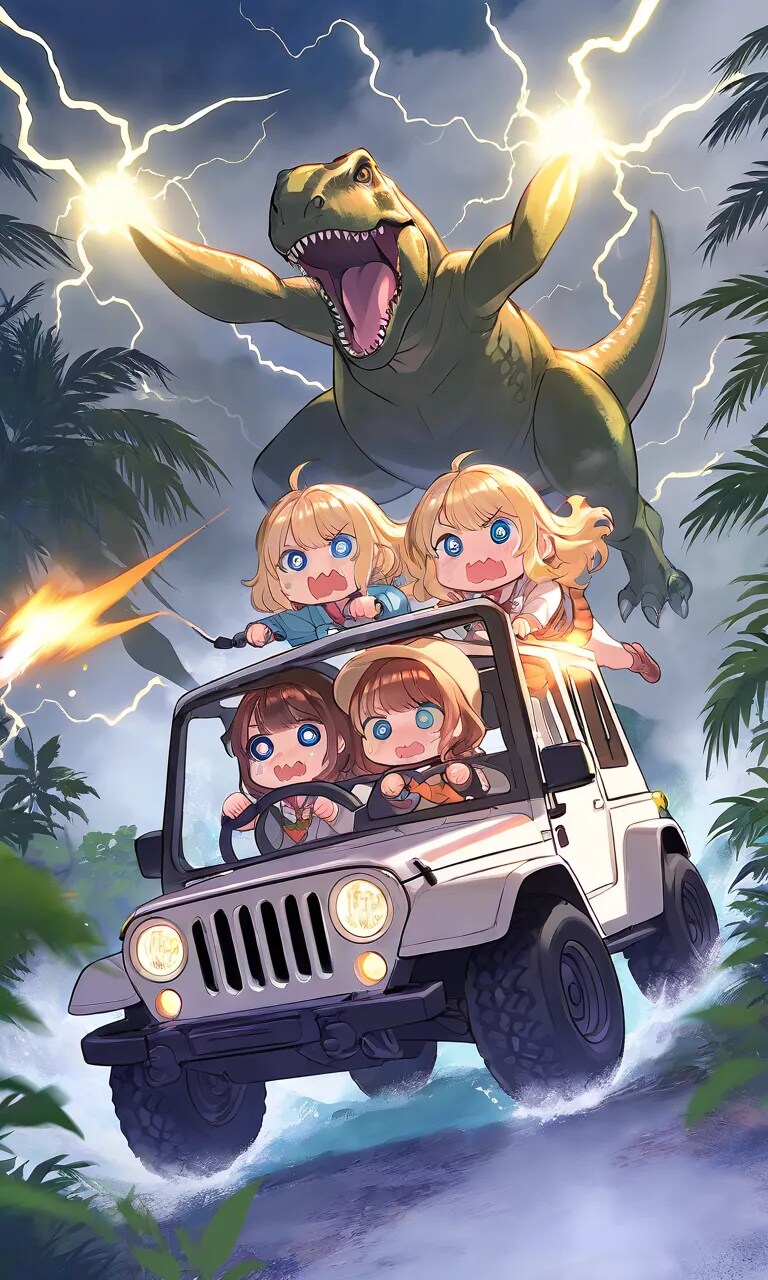 恐竜だー！逃げろー！