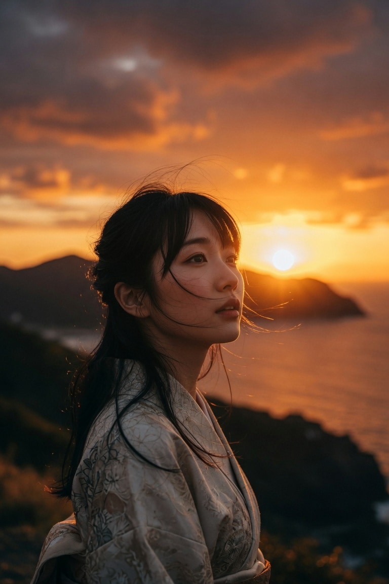 夕焼けと若女将