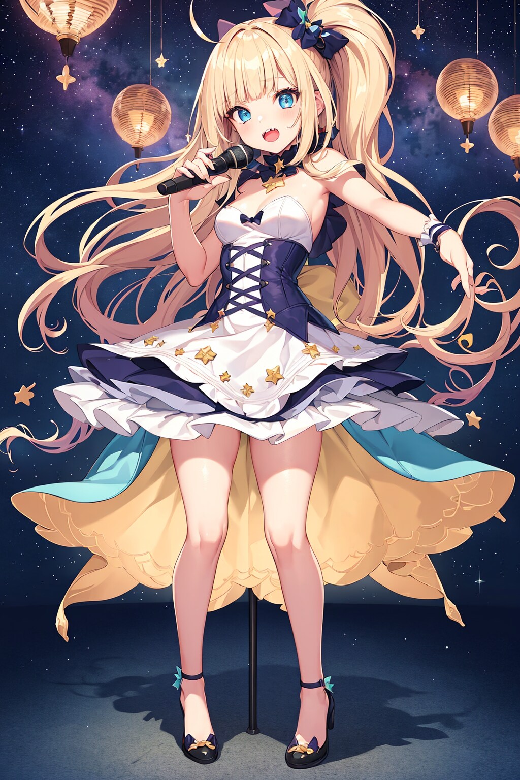 星空の下で歌う少女
