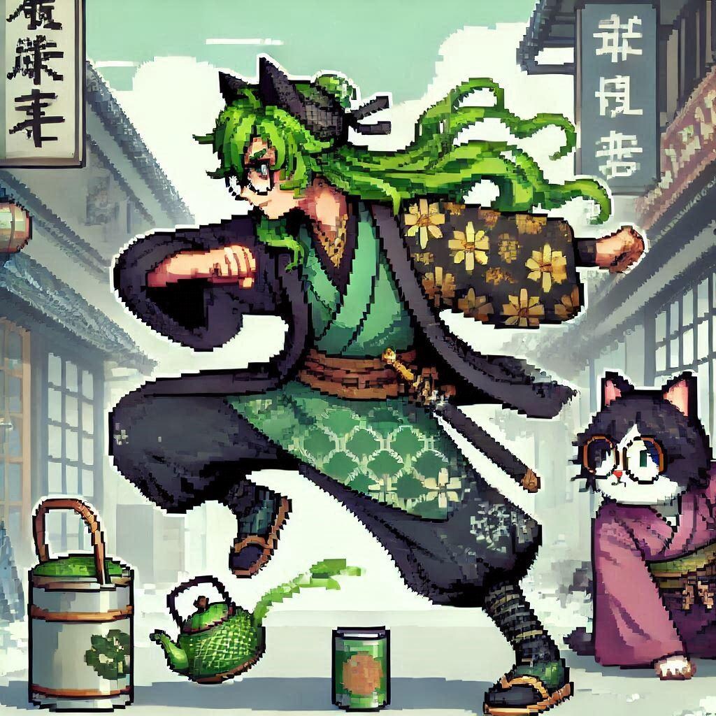 ねこ、茶をしばく