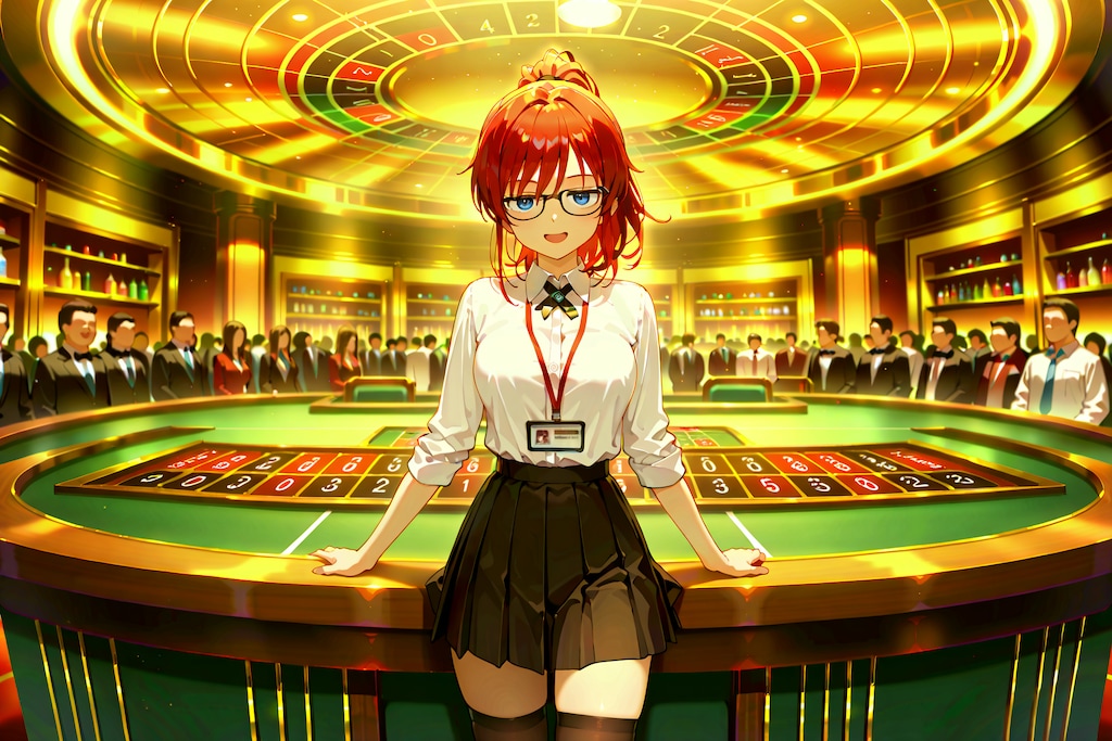 カジノディーラーに扮するジト目先生