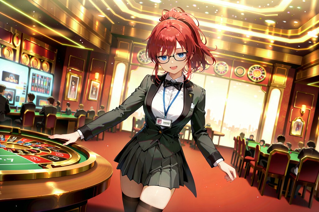 カジノディーラーに扮するジト目先生