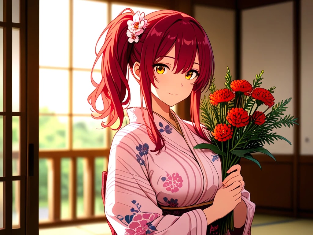 赤毛ちゃん　花を贈る②
