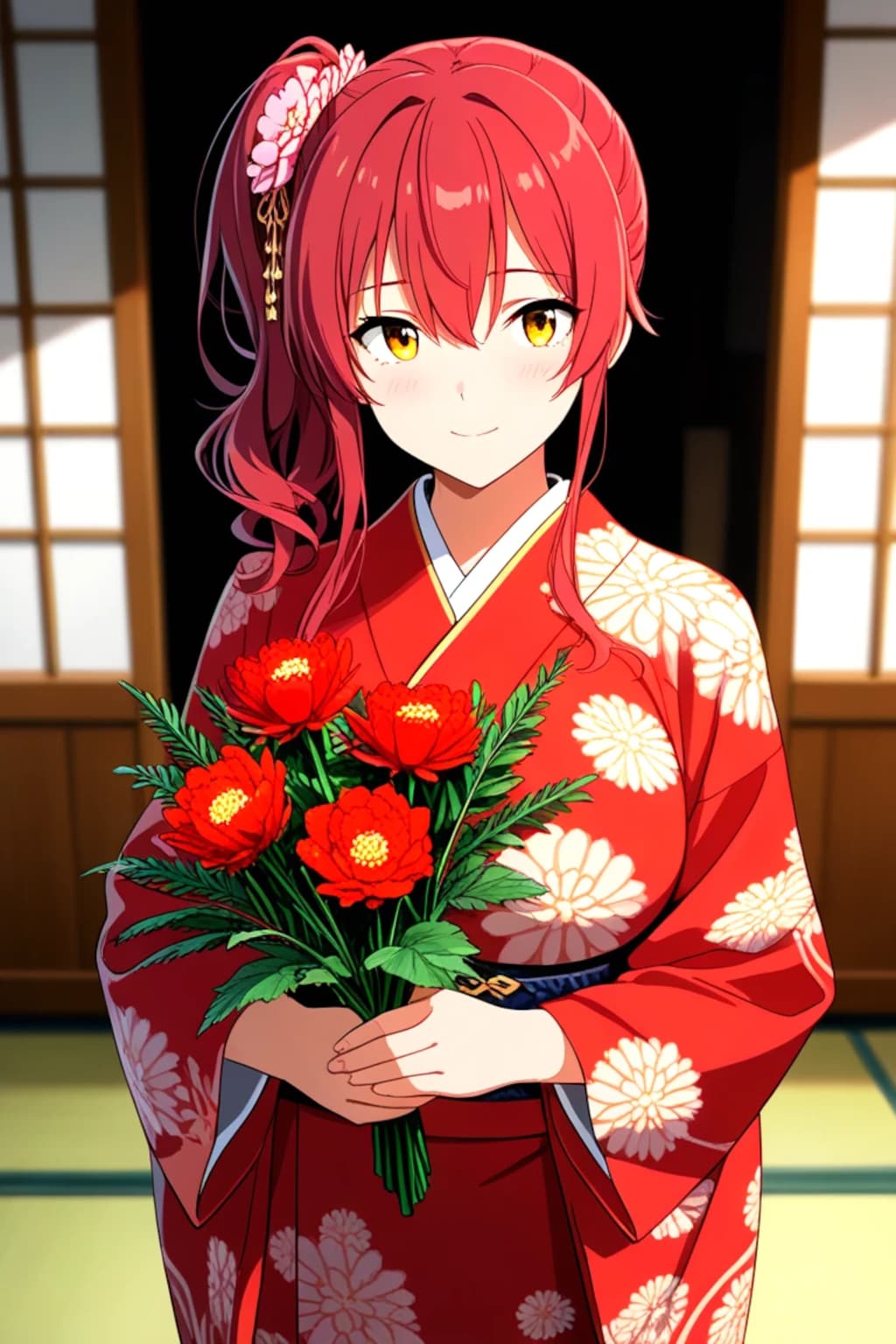 赤毛ちゃん　花を贈る②