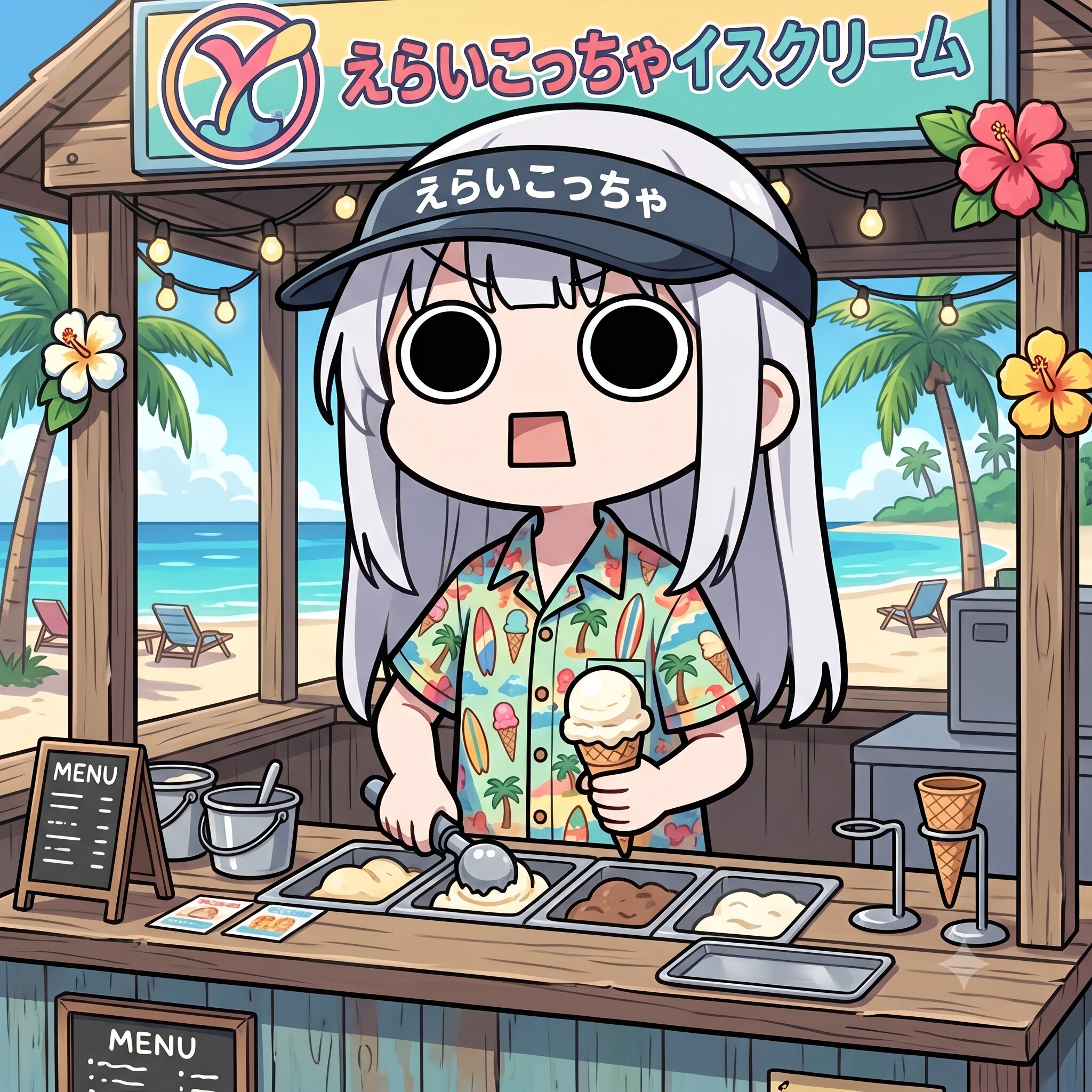えらいこっちゃイスクリームを販売中えらいこっちゃ嬢