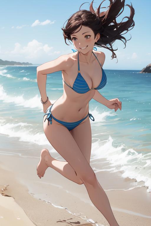 ビキニで走るお姉さん