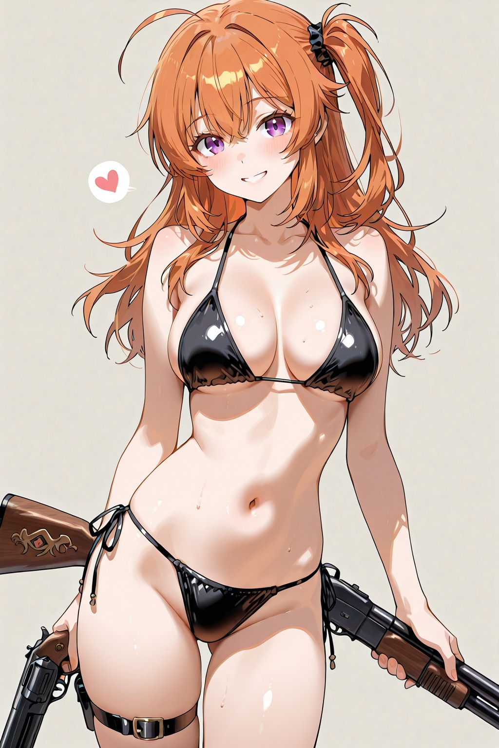 水着少女と銃