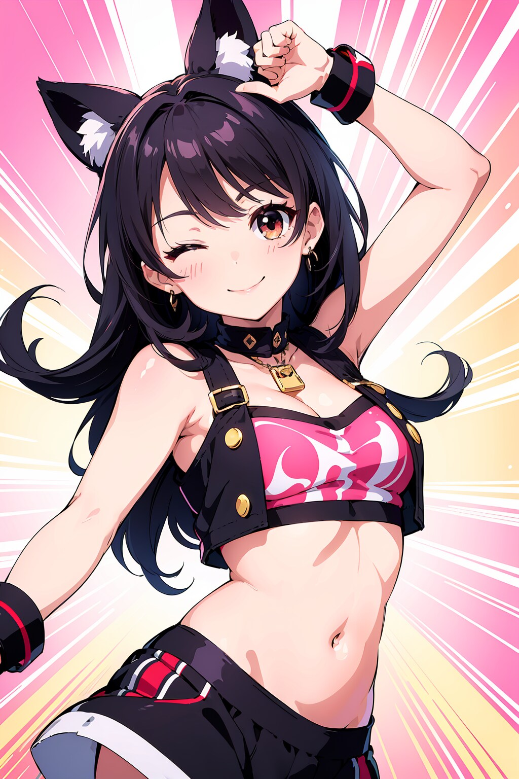 へそ出しウインク