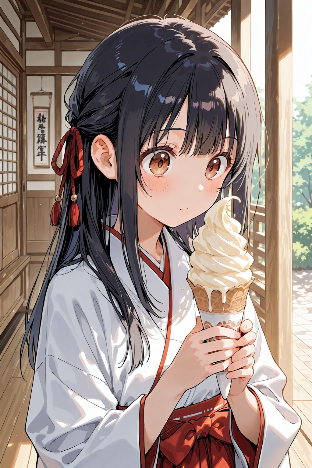 ソフトクリームを食べるさくらちゃん