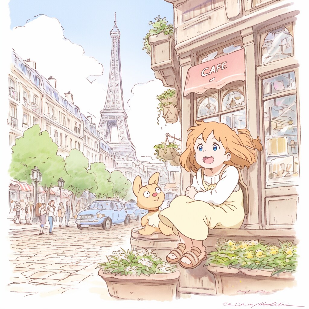 エッフェル塔と女の子 Eiffel Tower and girl