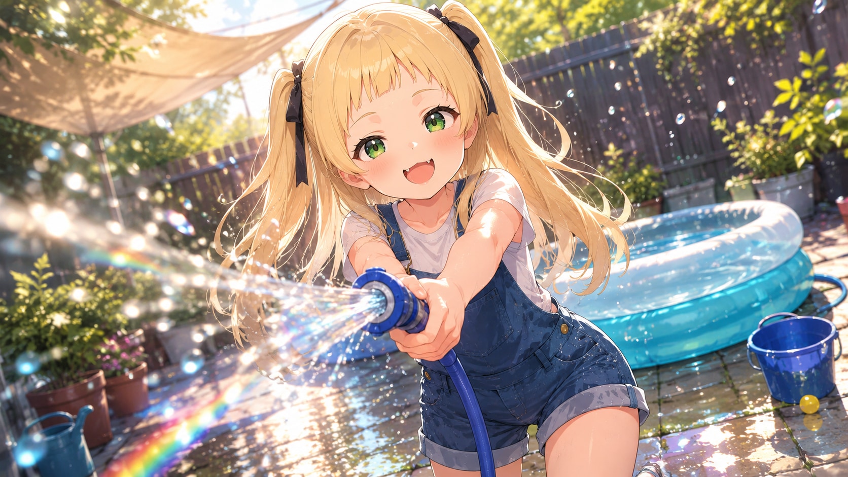 くらえ❗️ひんやりシャワー‼️