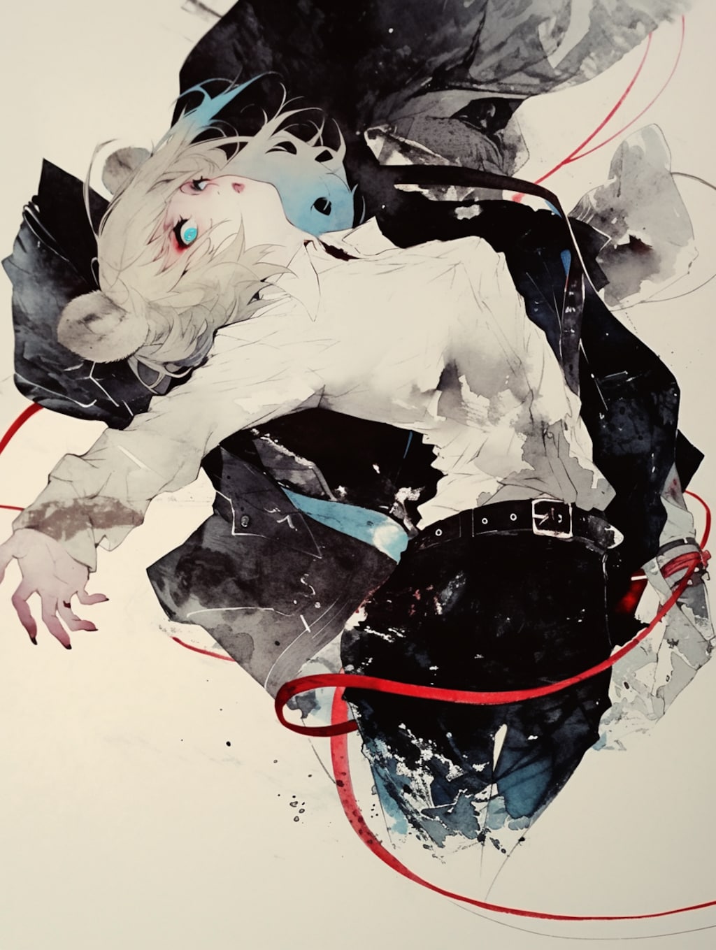 くま娘✖︎水墨画🐾