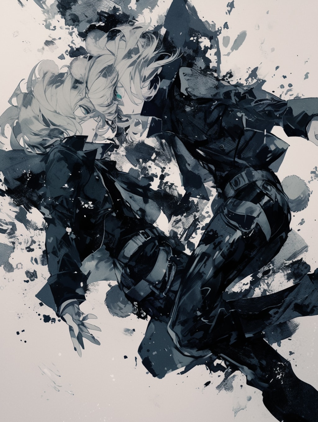 くま娘✖︎水墨画🐾