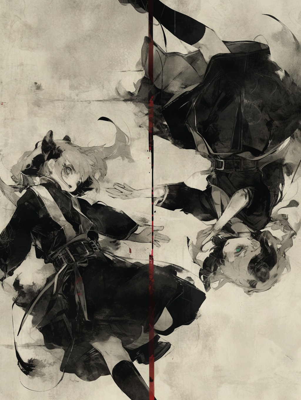 くま娘✖︎水墨画🐾