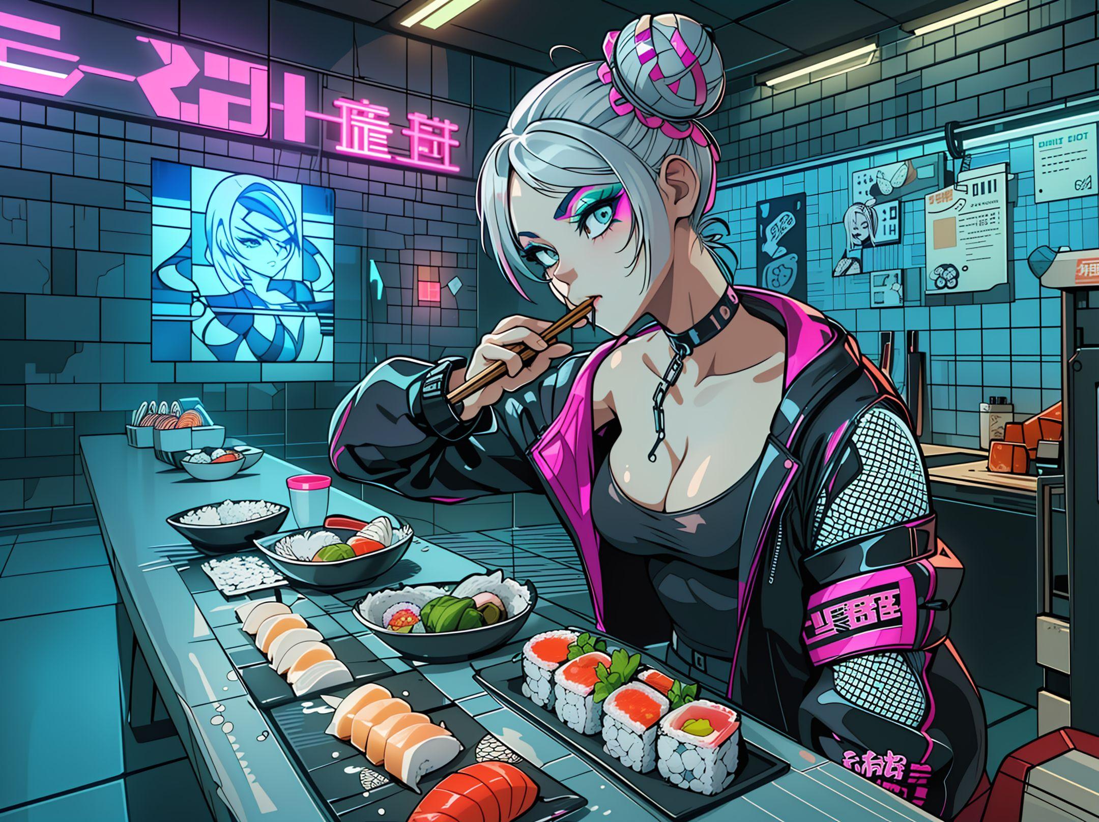 サイバーパンク風のスシバー