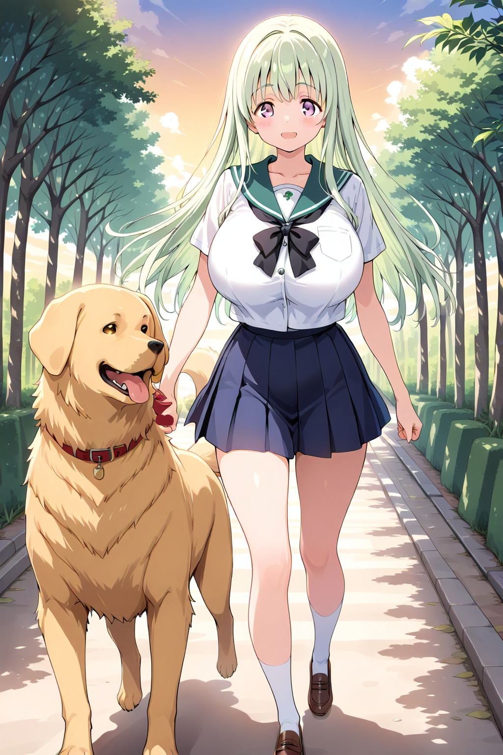 愛犬の散歩をする女の子