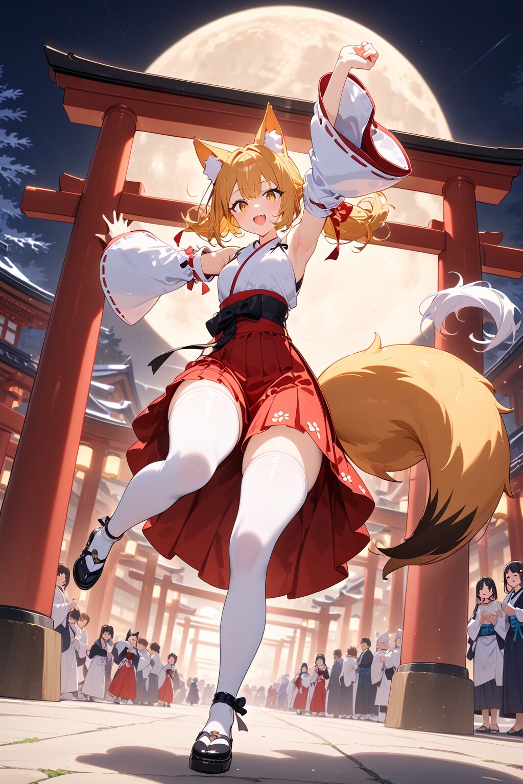 楽しく踊る狐巫女♪