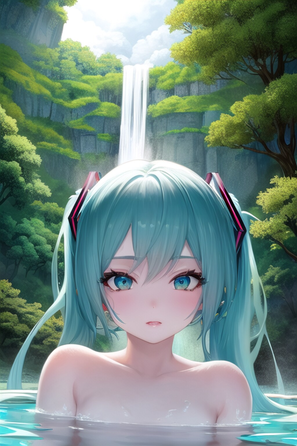 池のなかのミクさん