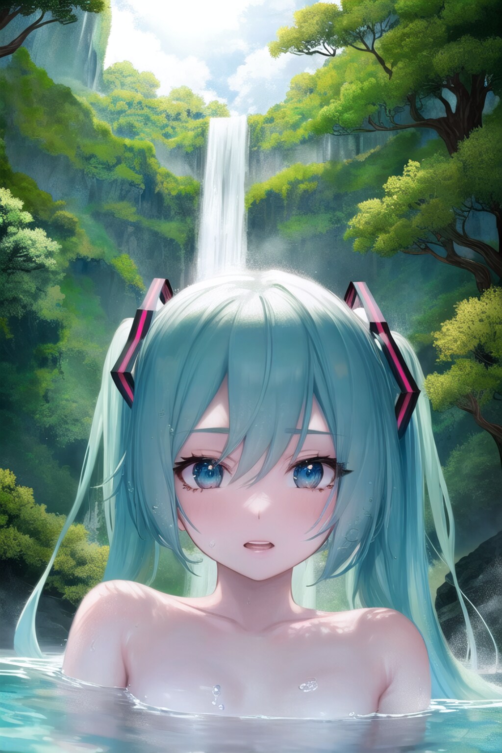 池のなかのミクさん