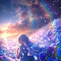 雨の紫陽花園に立つ銀髪の少女 4枚目
