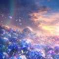 雨の紫陽花園に立つ銀髪の少女 9枚目
