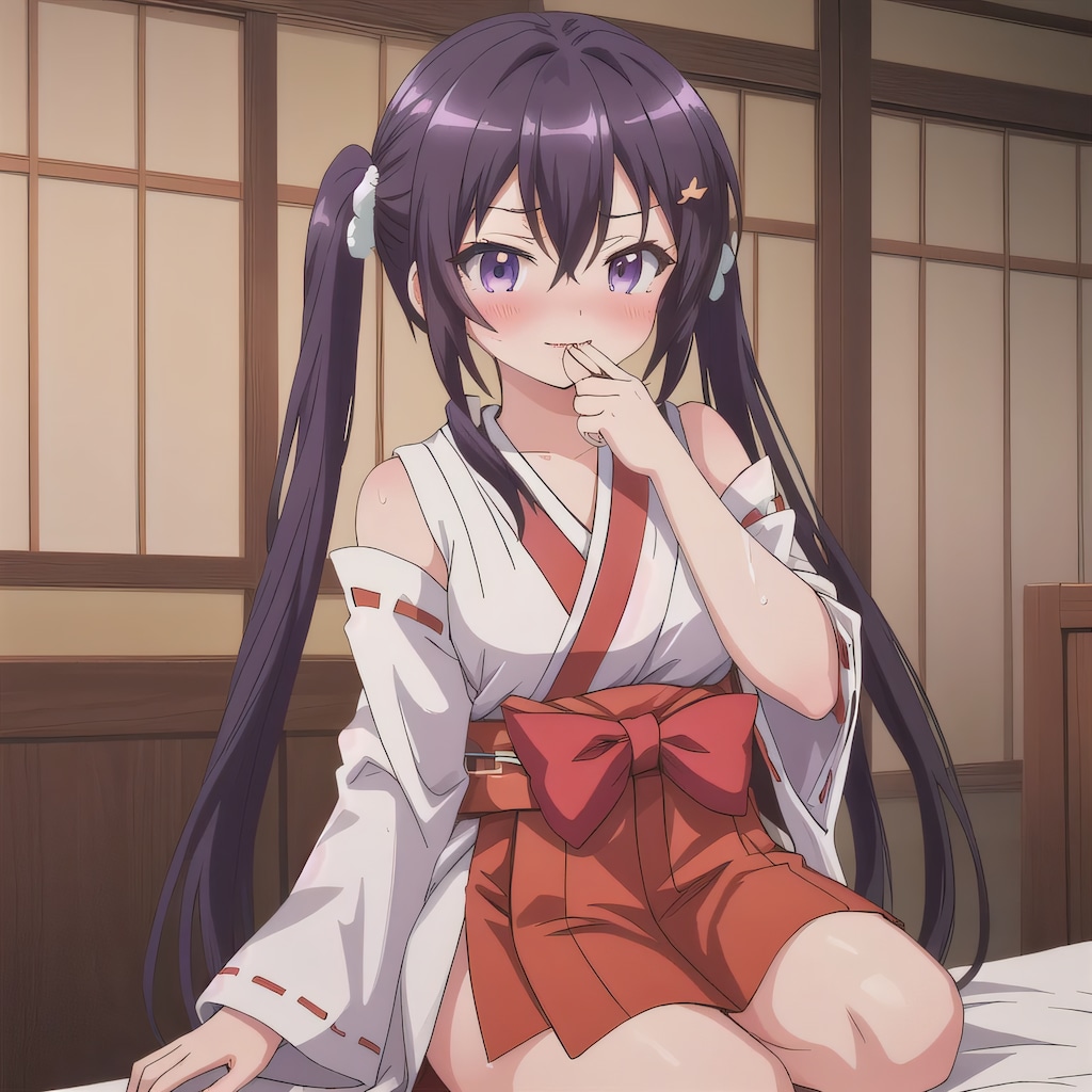 紫髪ロングで巫女服の少女４