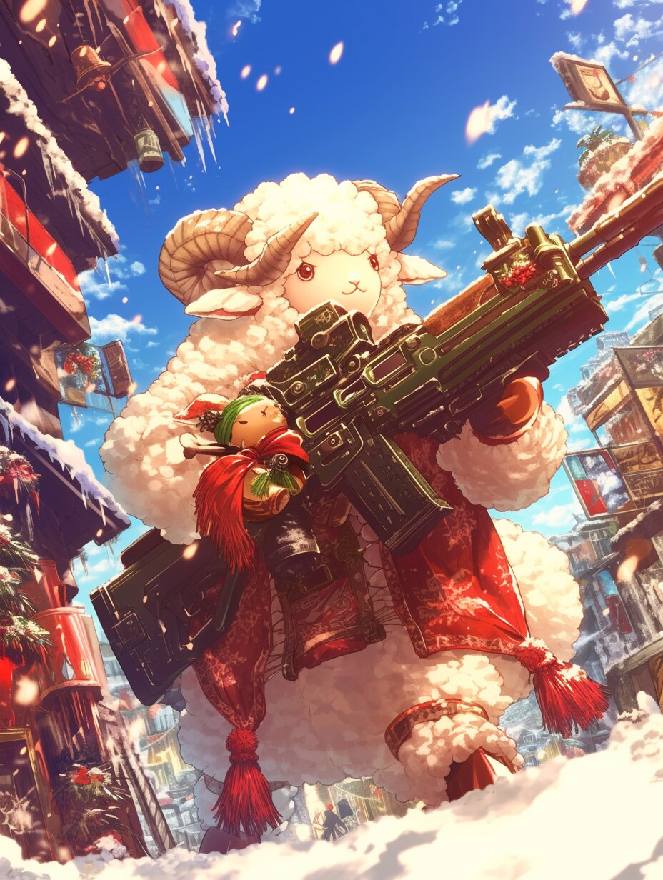 銃を持った羊