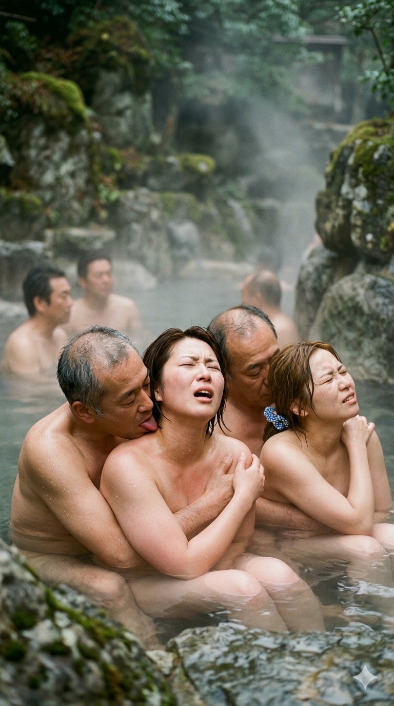 岩風呂ではしゃぐ②