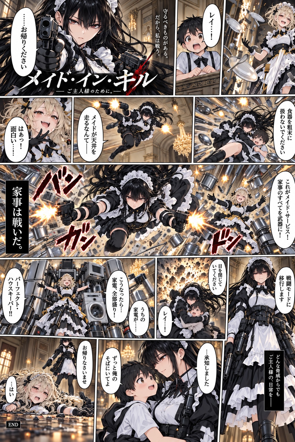 戦うメイドさん　漫画風