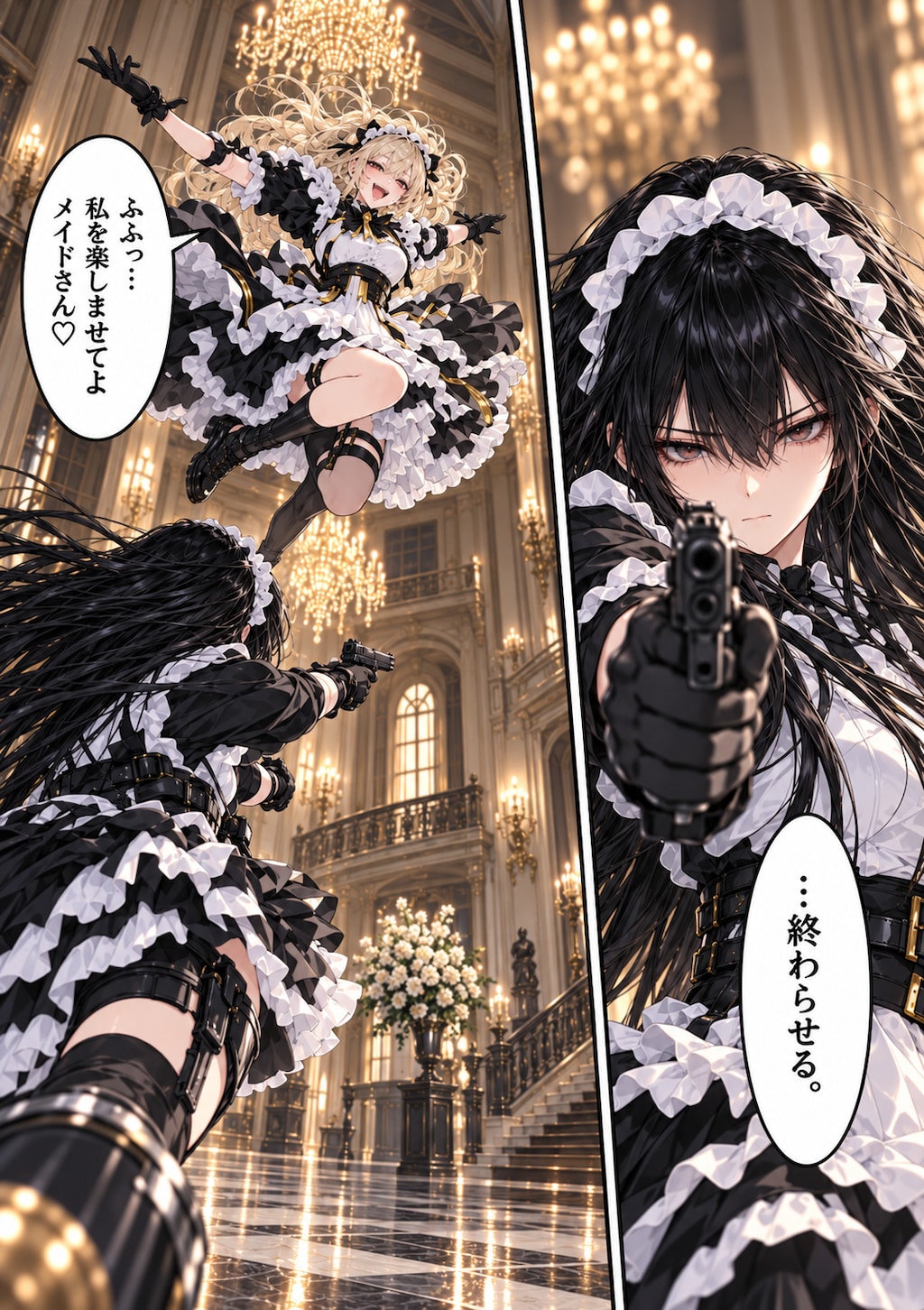 戦うメイドさん　漫画風