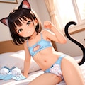 ベットで猫耳女の子 5枚目