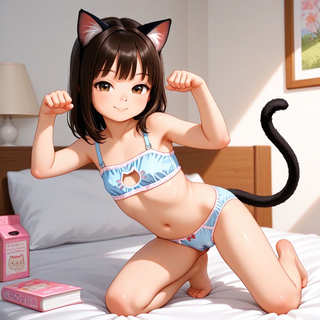 ベットで猫耳女の子