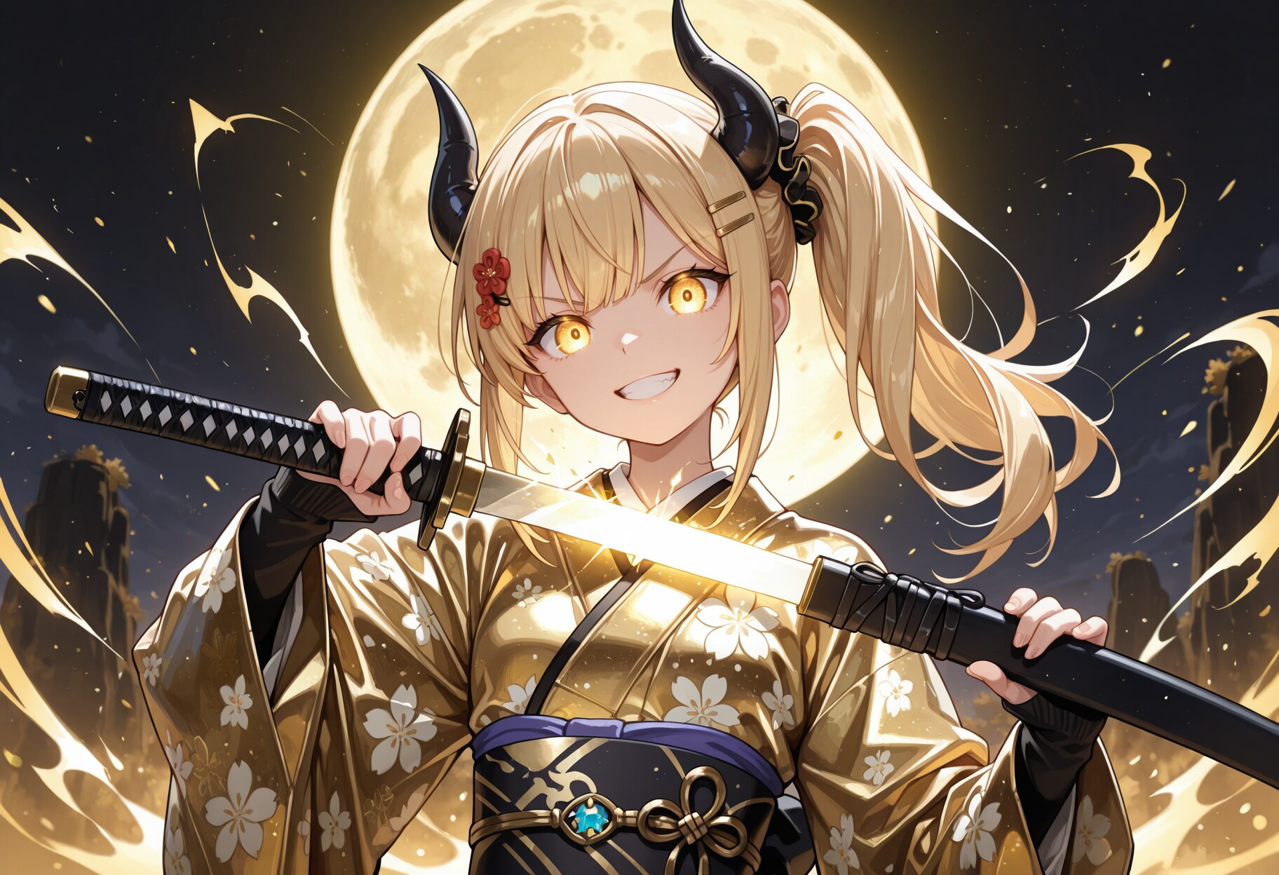 金色抜刀の女鬼高生さん | の人気AIイラスト・グラビア