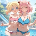 【アリスとユイ誕生日】プール遊び 2枚目