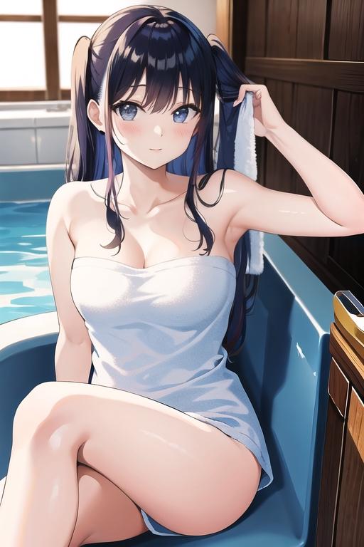 ふともも腋見せバスタオルさん