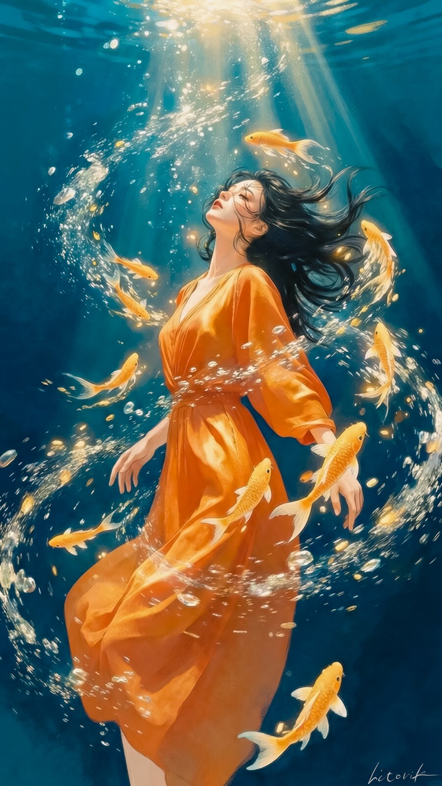 光と鱗の円舞曲／スマホ壁紙アーカイブ | の人気AIイラスト・グラビア