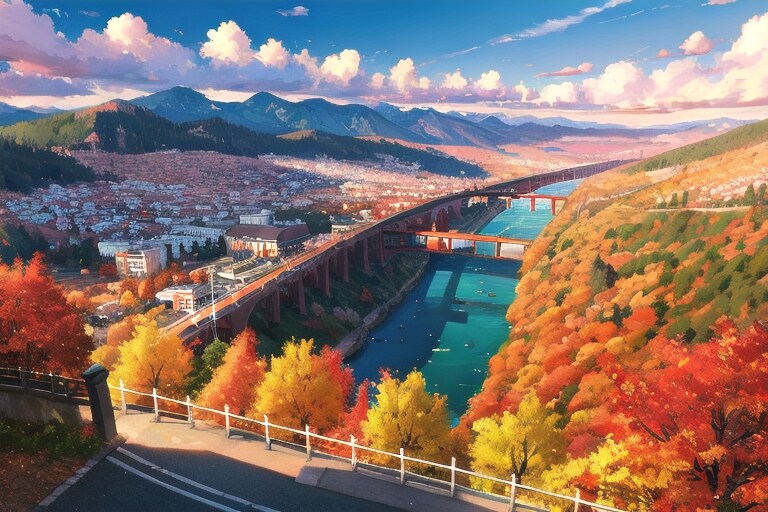 秋色に染まる街 | の人気AIイラスト・グラビア