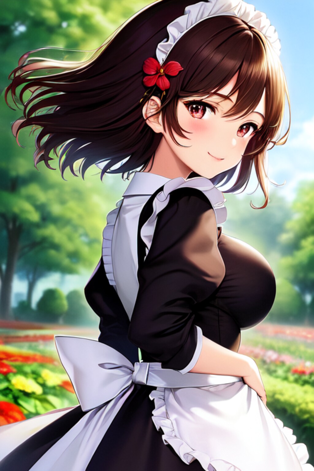 メイドアキちゃんとお花畑