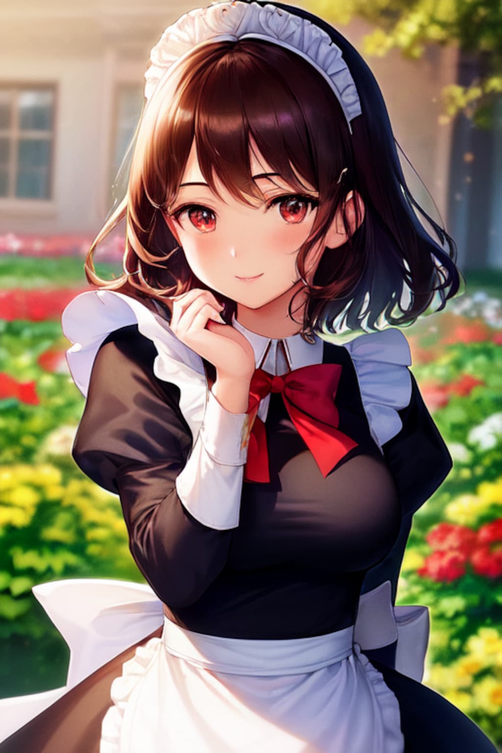 メイドアキちゃんとお花畑