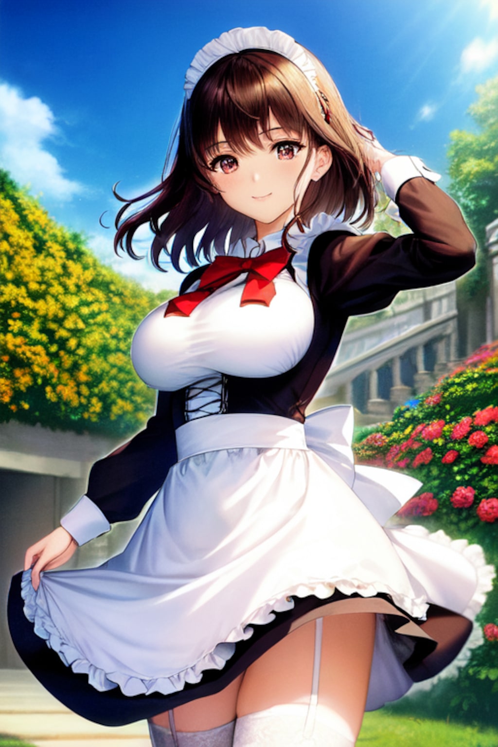 メイドアキちゃんとお花畑