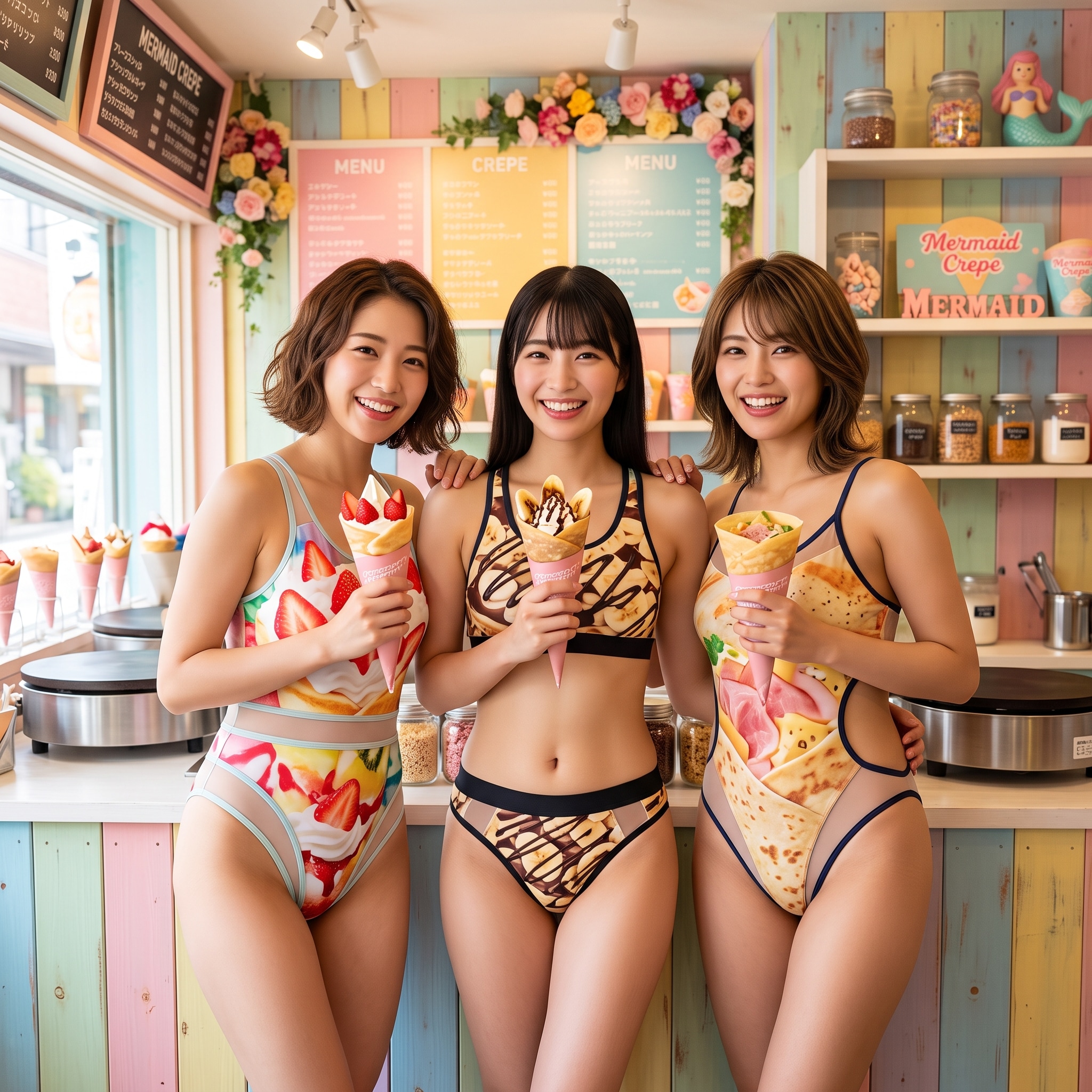 クレープ水着