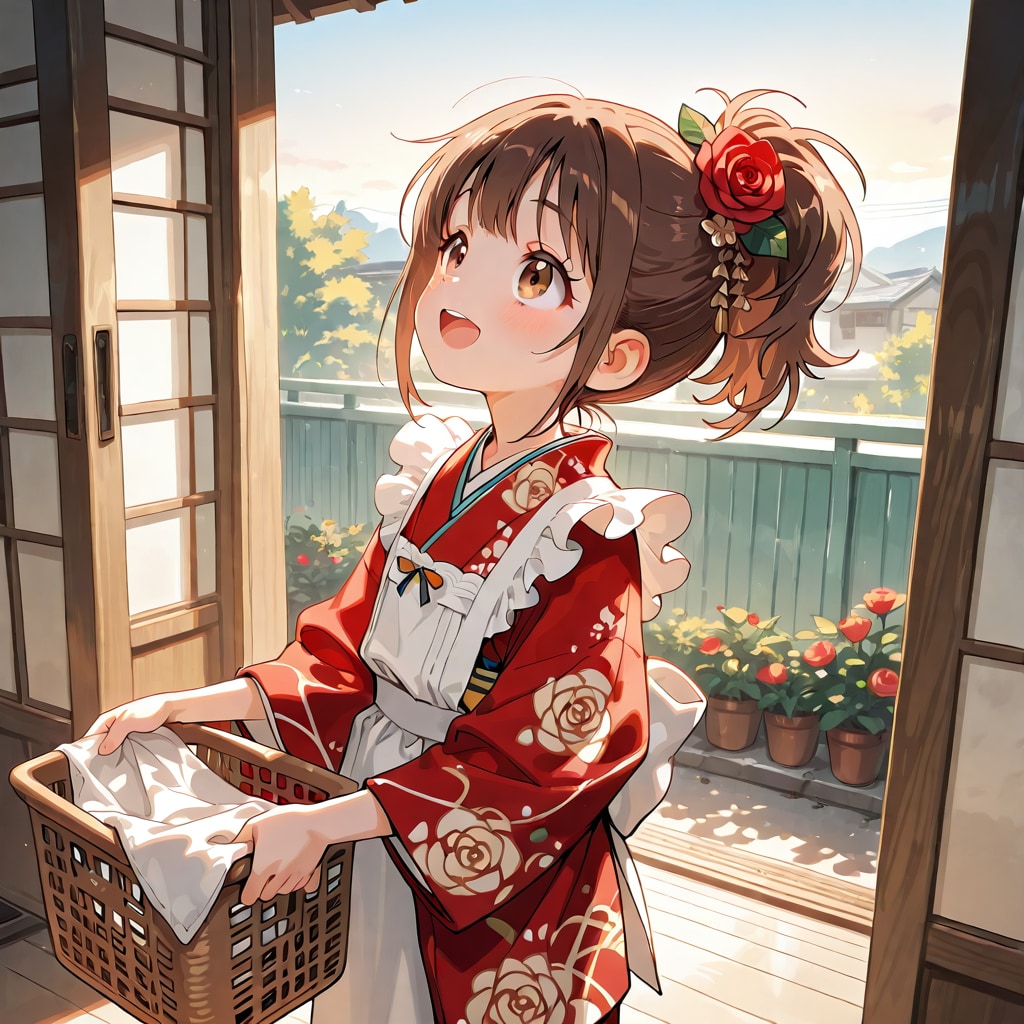 洗濯娘　野薔薇ちゃん | の人気AIイラスト・グラビア