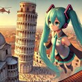 ピサの斜塔と初音ミク 4枚目