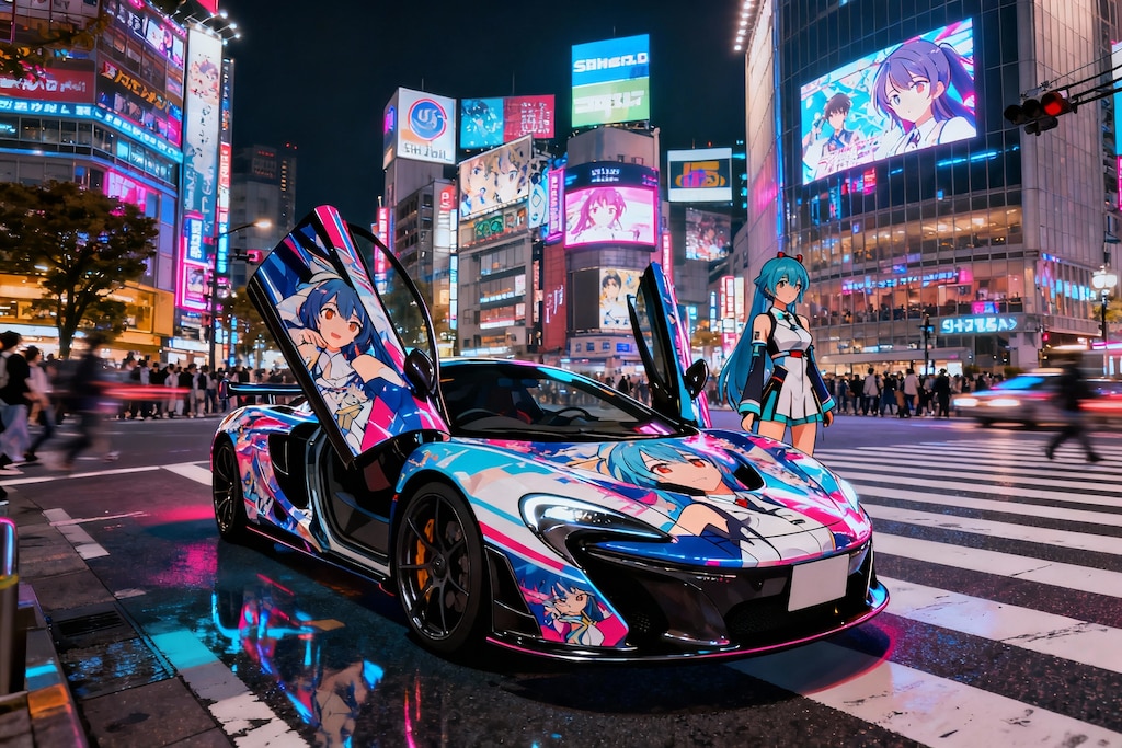 ちち生サンプルプロンプトで痛車生成