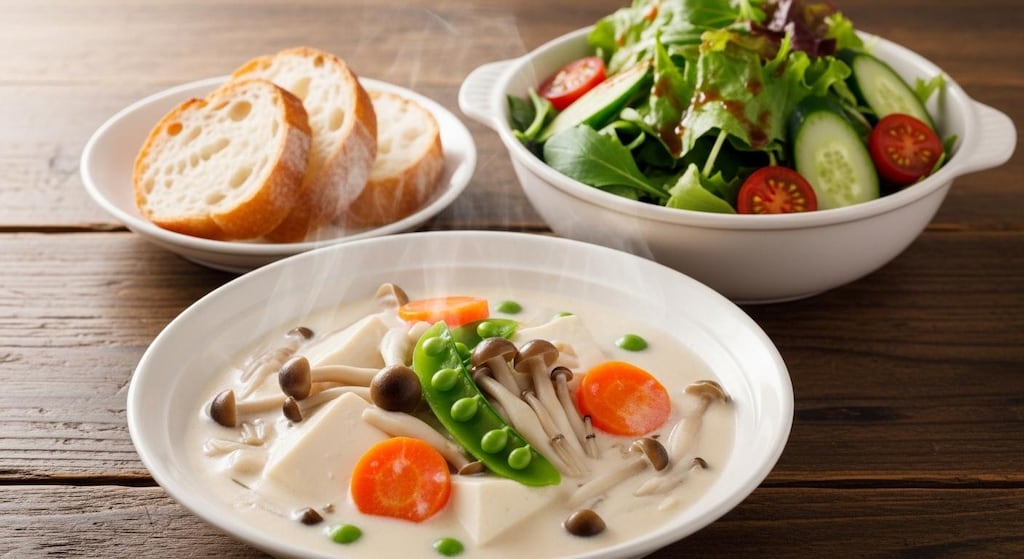 摩訶不思議食堂の豆腐と野菜のクリーム煮セット