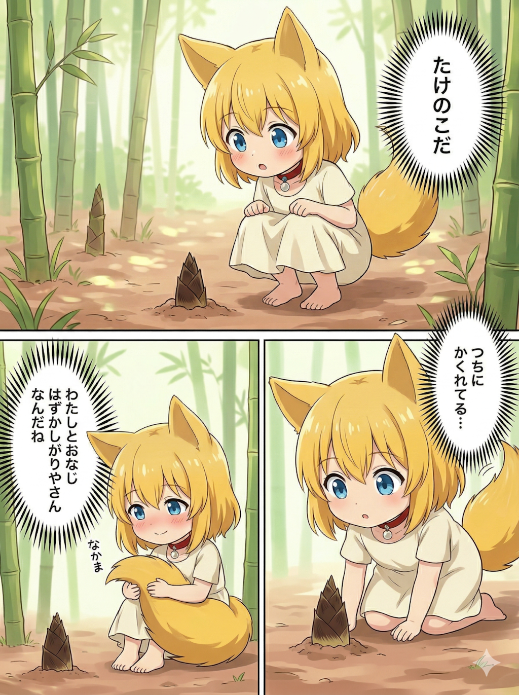 たけのこに自己を投影するキツネ