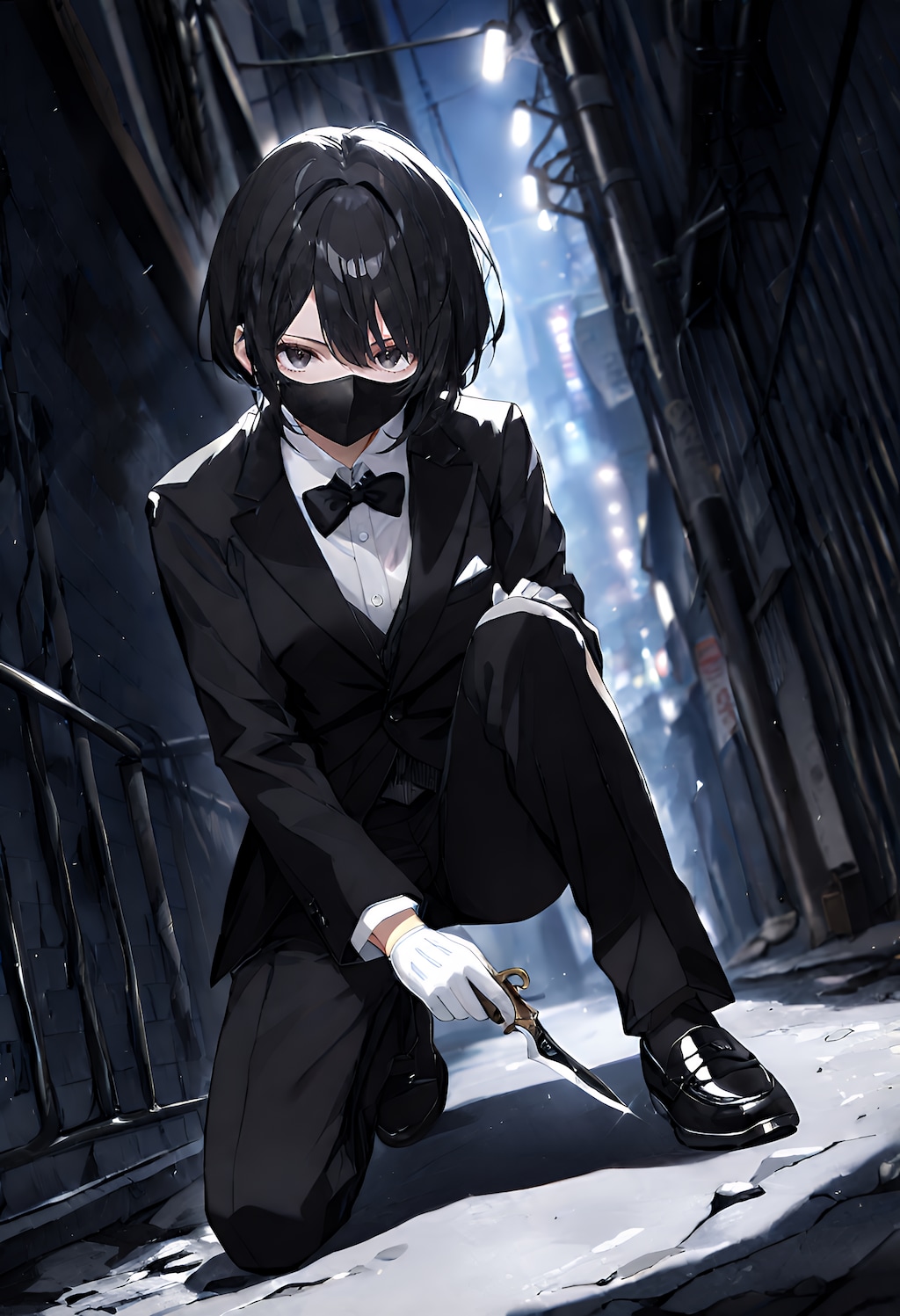 路地裏の黒装束