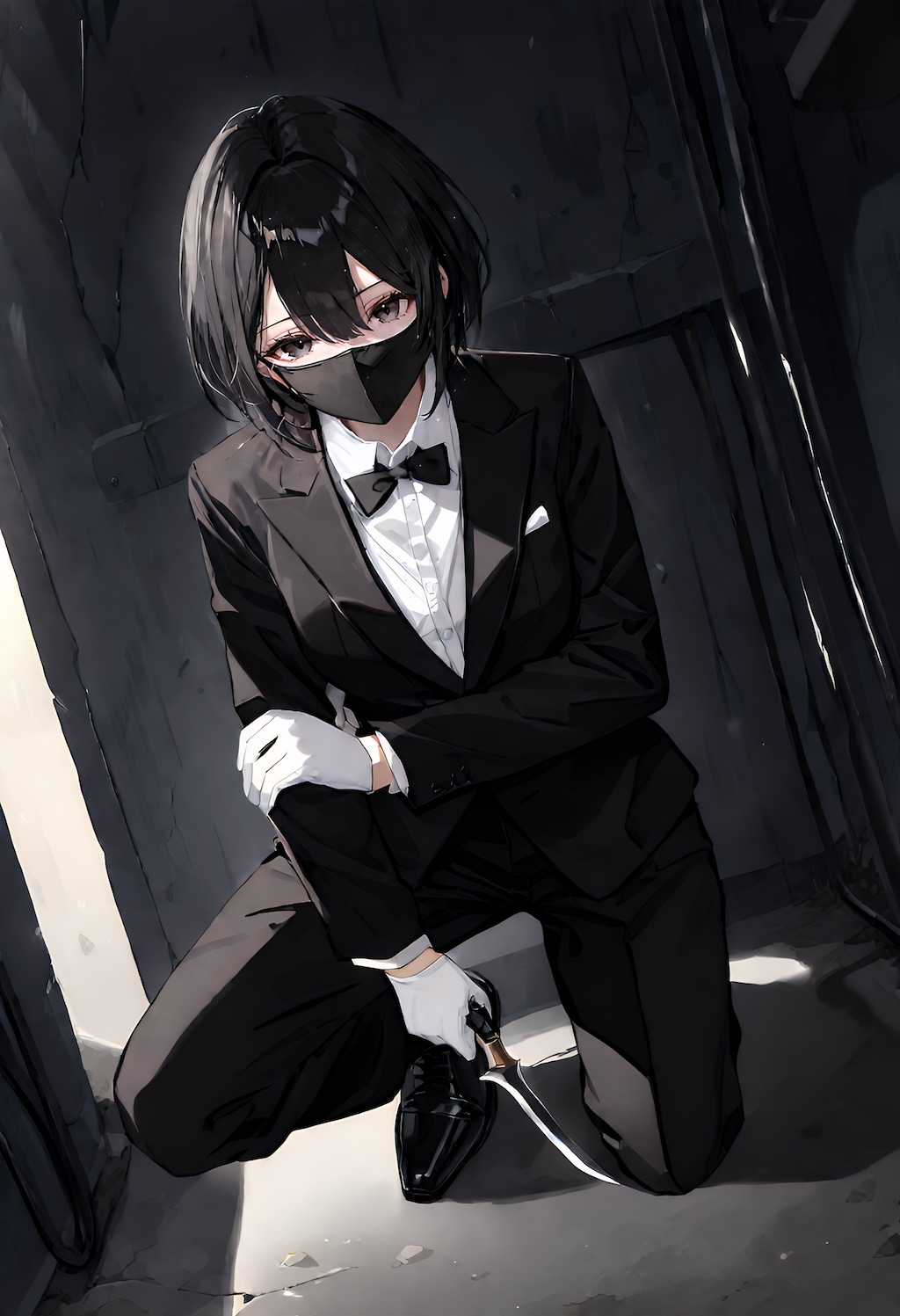 路地裏の黒装束